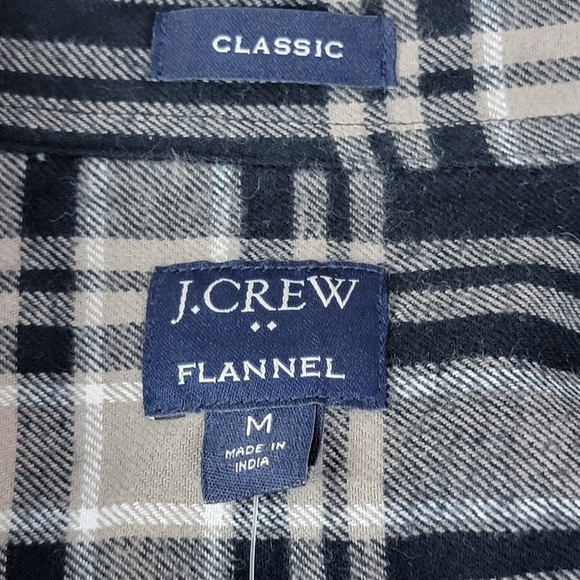 J. Crew Men's Classic Fit Black And Gray Plaid Button Down Flannel Shirt  M NEW - Picture 7 of 10
